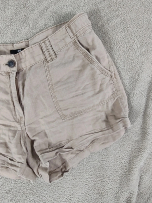 H&M Tan Linen Cotton Shorts 3