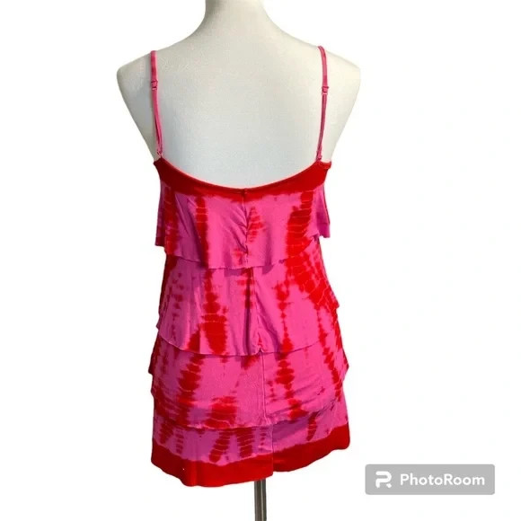 Pink Victoria’s Secret Pink and Red Tie Dye Layered Tank 3