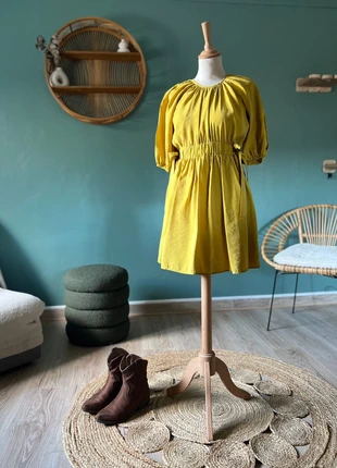 💛 Robe Zara fluide Jaune Moutarde Taille S, Manches bouffantes & Taille élastique, brand: Zara, condition: Very good, size: S / 36 / 8, €13.00, €14.35 includes Buyer Protection