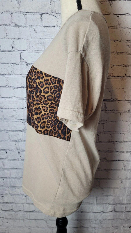 Shein Beige Cheetah Shirt Women'S Medium 2