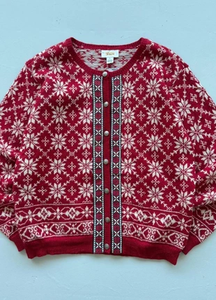 Red Talbots 80's Vintage Christmas Pattern Knit Cardigan - Size 10, brand: Talbots, condition: Good, size: S / UK 8-10, £30.00, £32.20 includes Buyer Protection Pro