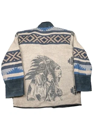 Vintage Aztec Suede men jacket crazy pattern sherpa fleece lining - size XXL, marke: Vintage Dressing, zustand: Sehr gut, größe: XXL, 62,90 €, 66,75 € inklusive Vinted-Käuferschutz