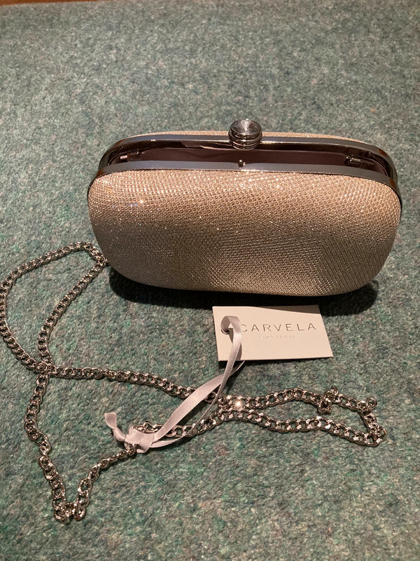 Carvela silver cheap clutch bag