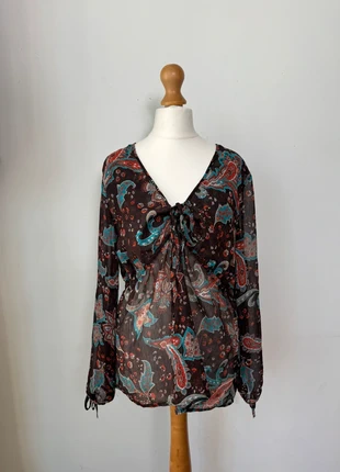 Vintage brown 2000s Evie brown 70s style blouse, brand: E-vie, condition: Very good, size: L / UK 16-18, £15.00, £16.45 includes Buyer Protection