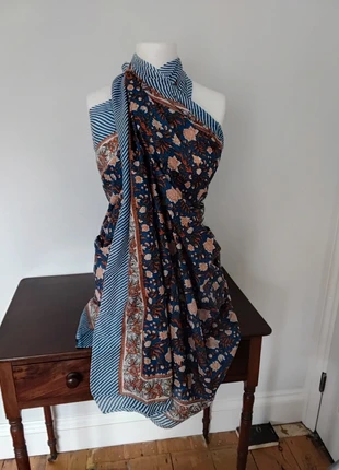 Hand Block Print Indian Cotton Oversize Scarf, Sarong, Throw, Beach Cover,, condition: New without tags, £14.00, £15.40 includes Buyer Protection Pro