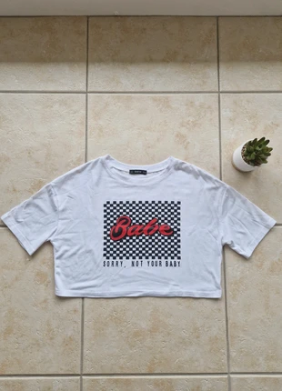 T-shirt fille à imprimé/ oversize/ crot top, marca: Shein, estado: Bom, tamanho: XS / 34 / 6, €5.50, €6.48 inclui Proteção do Comprador