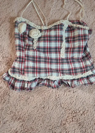 Corset à carreaux y2k vintage, marque: COQUETTE, état: Bon état, taille: XL / 42 / 14, 15,00 €, 16,45 € Protection acheteurs incluse
