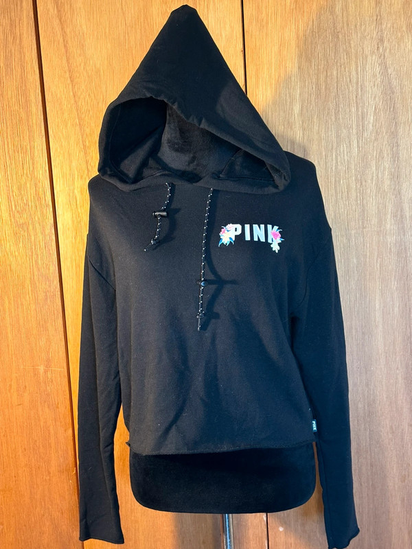 Victoria s Secret PINK black cropped hoodie Vinted