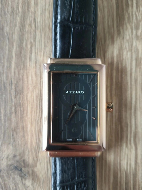 Montre Azzaro bracelet cuir noir croco avec bo tier Vinted