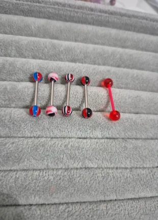 Lot de 5 piercings langue en acier chirurgical dont 1 teflon NEUFS bleu rayure rouge vert , marque: piercings neufs, état: Très bon état, 4,00 €, 4,90 € Protection acheteurs incluse