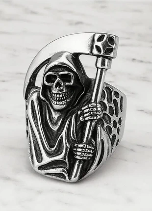 Bague tête de mort faucheuse - Acier inoxydable argenté Ajustable, marque: bague, état: Neuf avec étiquette, taille: Ajustable, 8,97 €, 10,12 € Protection acheteurs (Pro) incluse