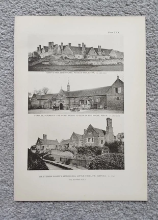 Houses at audley end & almshouses at little thurlow - antique print - 1912, brand: NO LABEL, condition: Good, £7.49, £8.56 includes Buyer Protection Pro