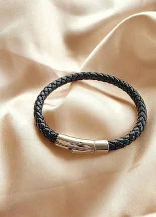 Beau bracelet homme minimalistes cuir véritable avec fermoir en acier inoxydable, marque: Silver, état: Bon état, 13,50 €, 14,88 € Protection acheteurs incluse