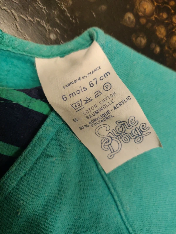 Pull vintage 1990 made in France taille 6 mois sucre d'orge - photo numéro 3