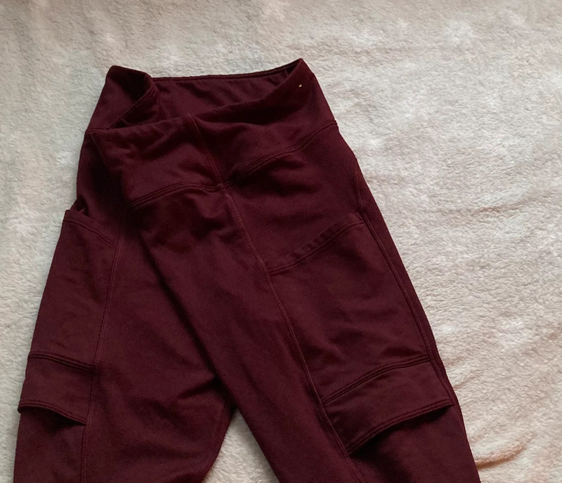 Pink Active Small Marroon Leggings With Side Pocket 2