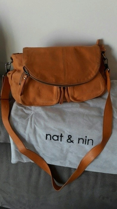 Sac Nat & Nin en cuir suédé orange 1