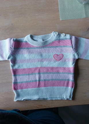 Cozy roze trui met hartje, merk: Baby Club, staat: Heel goed, maat: 6-9 maanden / 68 cm, € 3,00, € 3,85 inclusief Kopersbescherming