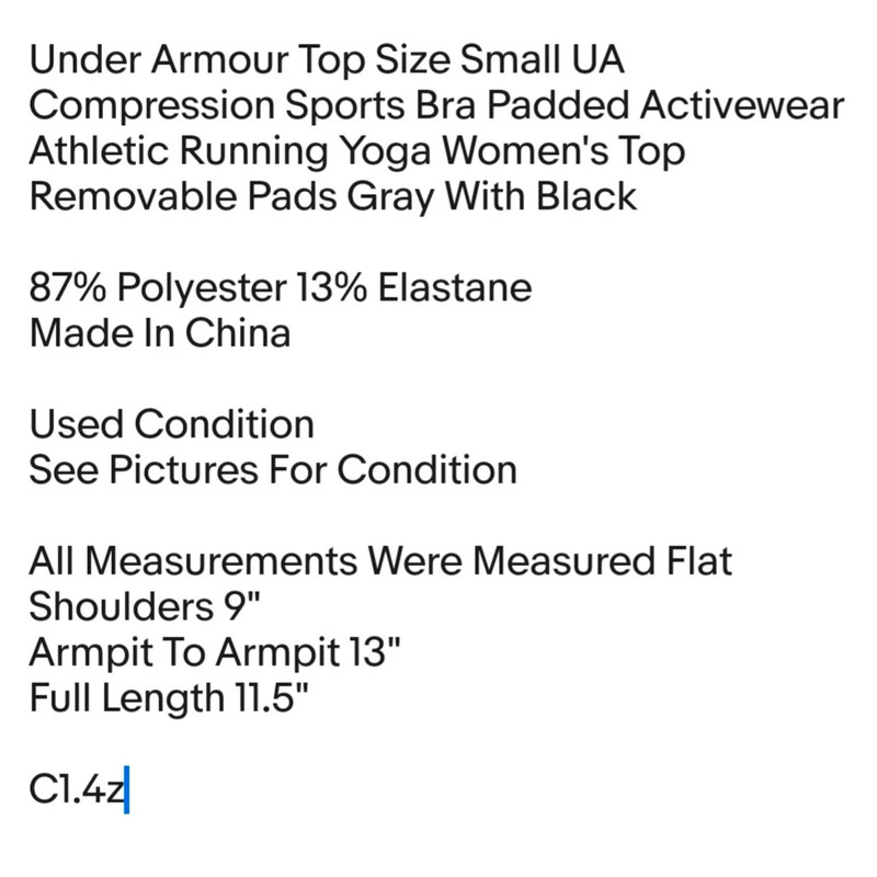 Under Armour Top Size Small UA Compression Sports Bra Padded Activewear Athletic 2