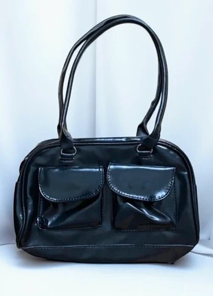 Sac à main vintage vernis Style cuir huilé - double pochette rétro - Noir - Double bandoulière, marque: Vintage Dressing, état: Très bon état, 14,00 €, 15,40 € Protection acheteurs (Pro) incluse