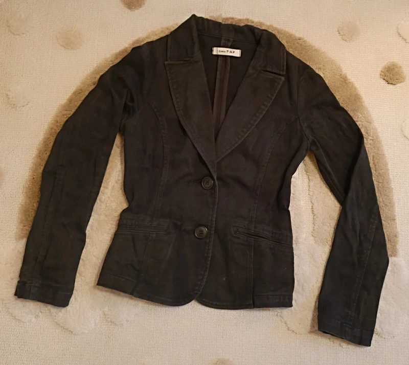 Veste noire cintrée en jean, ZARA taille S - photo numéro 9