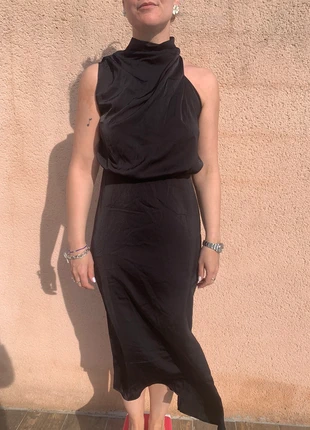 Robe longue noire asymétrique gala soirée élastique taille, estado: Nuevo sin etiquetas, tamaño: Talla única, 9,00 €, 10,15 € Protección al comprador incluida