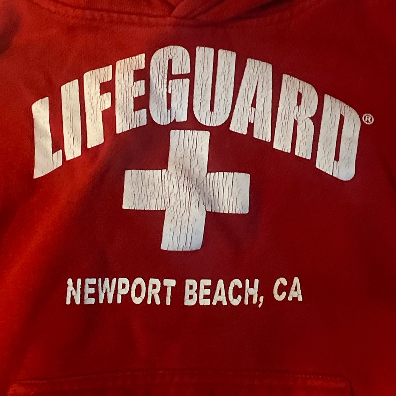 Juniors Official Lifeguard Sweater Newport Beach CA sz M 10/12 Red 2