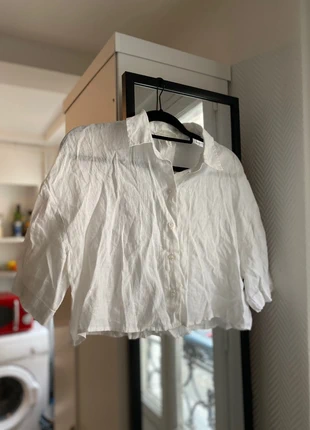 Chemise crop blanche, marque: H&M, état: Neuf sans étiquette, taille: S / 36 / 8, 6,00 €, 7,00 € Protection acheteurs incluse