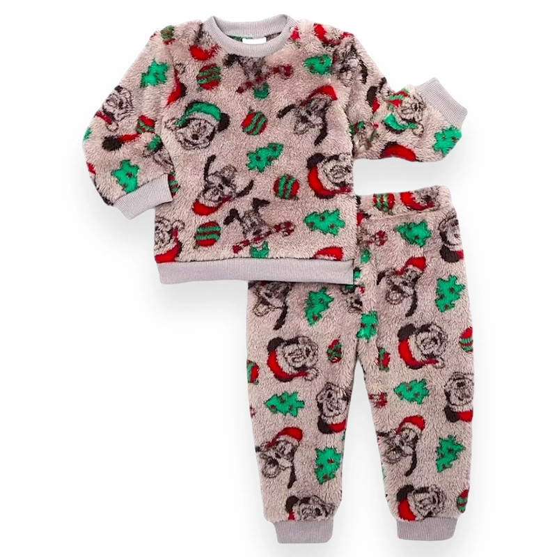 Mickey Mouse Baby Christmas Faux Sherpa Top & Joggers Set 2 Pc Size 3T New NWT 1