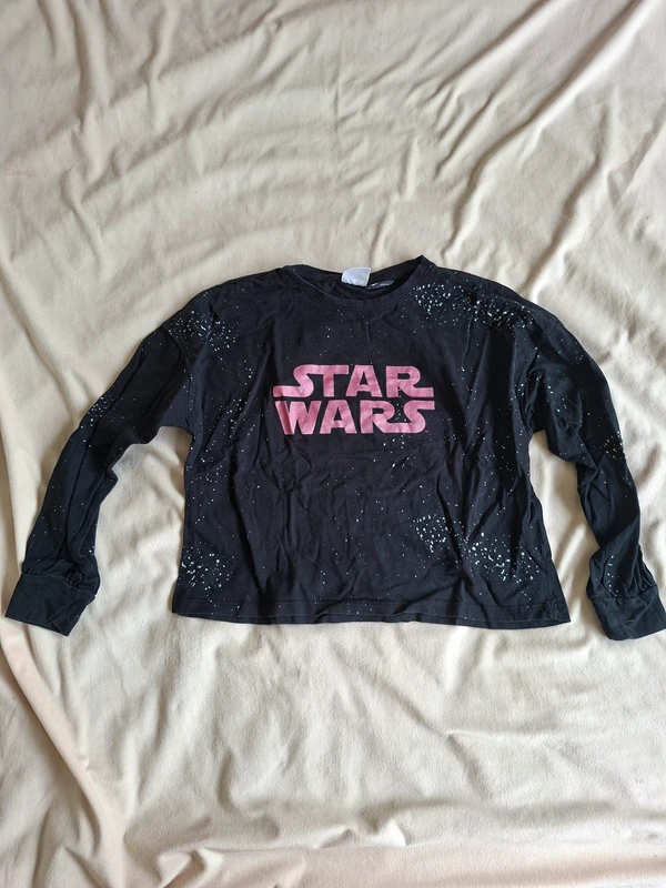 t-shirt fille manches longues, noir, écriture Star Wars, taille 10 ans, marque Zara