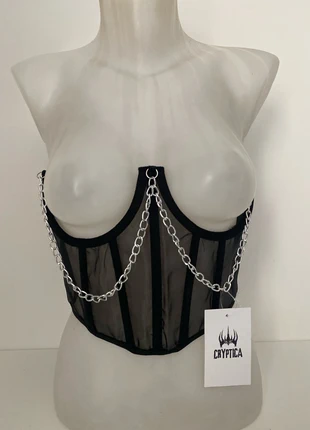Corset/bustier noir avec effet de transparence, brand: Cryptica, condizioni: Ottime, taglia: Regolabile, €12.00, €13.30 include la Protezione acquisti Pro