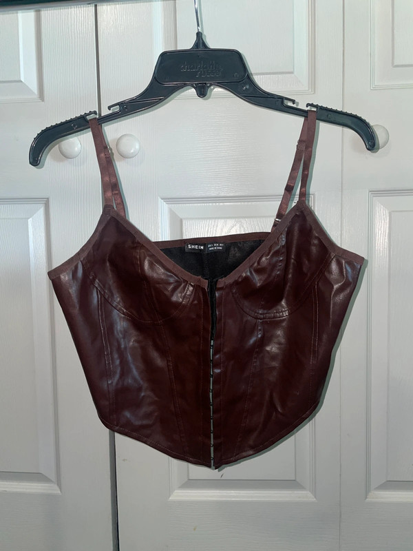 brown leather corset top 1