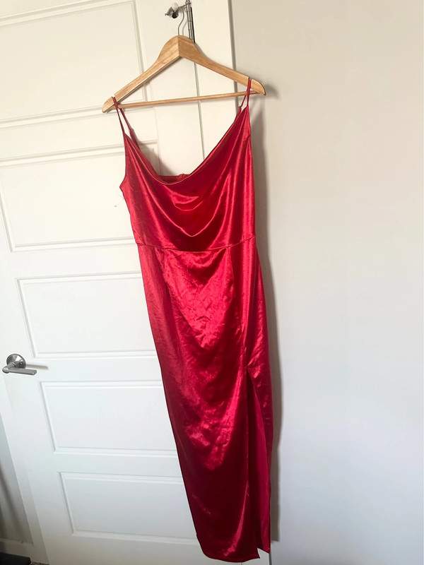 Red Quiz Satin Slip Dress 4