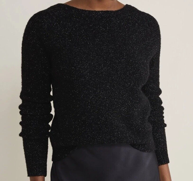 Vineyard Vines Shine Boucle Bow Back Sweater New Womens Sz XL Black Dressy Top 3