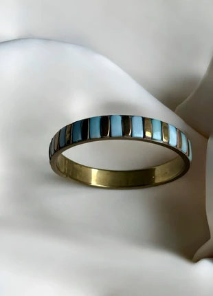 Bracelet jonc vintage artisanal modèle « Cléopâtre » laiton & incrustations bleu pastel, marca: Vintage, estado: Novo sem etiquetas, €20.00, €21.70 inclui Proteção do Comprador