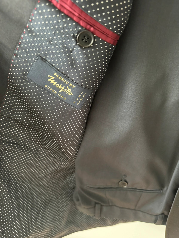 100% Wool Dark Navy Suit Size 50/L Slim Italian fabric 3