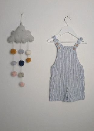 Kleinkinder Latzhose | Längsstreifen & Baumwollleinen Mix | Zara | 92 | Blau & Weiß, brand: Zara, condizioni: Ottime, taglia: 24-36 mesi / 92 cm, €3.00, €3.85 include la Protezione acquisti