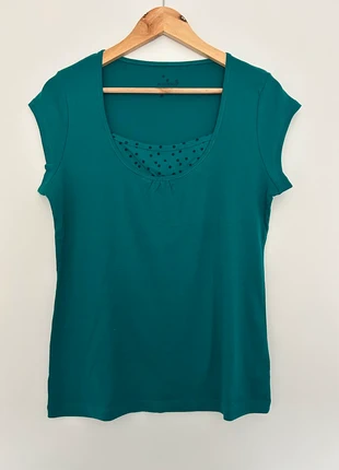 T-shirt turquoise avec des pois layering, brand: In Extenso, condition: Very good, size: XL / 42 / 14, €3.50, €4.38 includes Buyer Protection