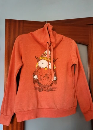 Cute Owl Orange Sweatshirt with Pockets - Size M, marca: C&A, estado: Muito bom, tamanho: M / 38 / 10, €8.00, €9.10 inclui Proteção do Comprador