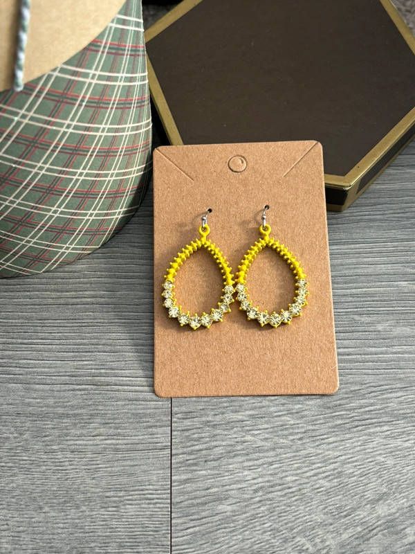Yellow Rhinestone Earrings 2