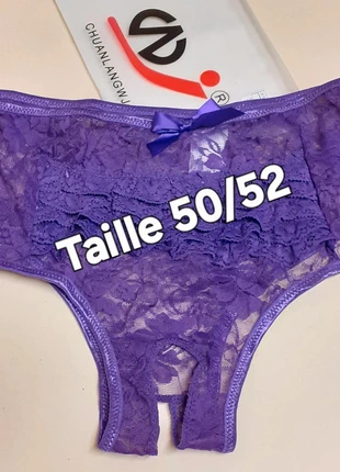 Culotte sexy Dentelle extensible et Froufrous coloris Violet Taille 50/52, merk: Chuanlang, staat: Nieuw met prijskaartje, maat: 5XL / 50 / 22, € 15,00, € 16,45 inclusief Kopersbescherming