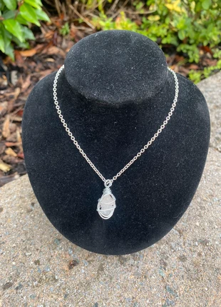 Handmade Crystal Cage Pendant Necklace | Handmade Wire-Wrapped Stone on Silver Chain, condition: New without tags, €10.00, €11.20 includes Buyer Protection