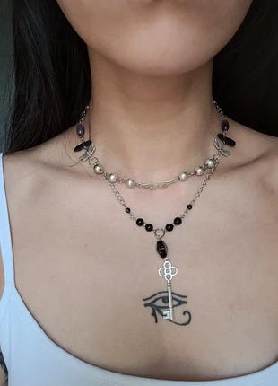 Fairycore necklace 2yk with black obsidian and purple agate, brand: Handmade, condizioni: Nuovo senza cartellino, €20.00, €21.70 include la Protezione acquisti