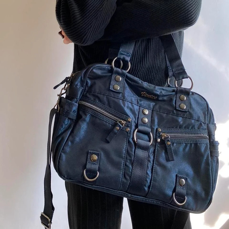 Vintažinis ( vintage shimmery blue cargo utility cyber punk purse/bag) mėlyna rankinė 3
