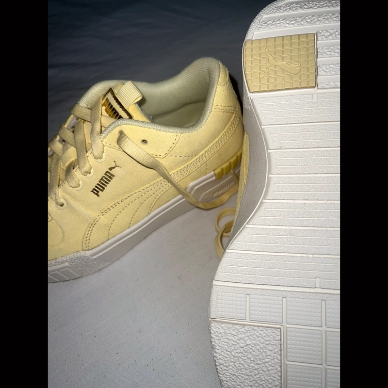 Puma Cali Suede gum sole trainers in yellow Vinted