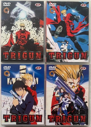 Manga / Anime: Trigun 1-4 (4 DVD's, 14 Episodes) Jap/FR/ESP, staat: Heel goed, € 27,50, € 29,58 inclusief Kopersbescherming
