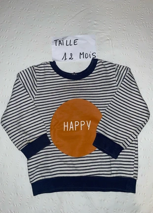 Pull blanc rayé bleu Primark 12 mois 80 cm, brand: Primark, condition: Very good, size: 12-18 months / 80 cm, €2.00, €2.80 includes Buyer Protection