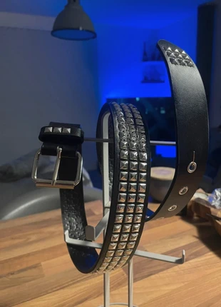 Punk style silver stud buckle belt 110cm long, condition: Very good, size: 44 inches, £7.00, £8.05 includes Buyer Protection