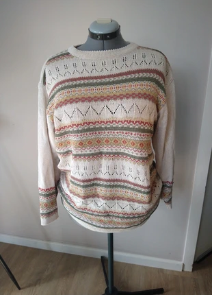 Vintage trui van katoen en linnen met ribbelnek, merk: Vintage, staat: Heel goed, maat: M / 38 / 10, € 12,00, € 13,30 inclusief Kopersbescherming