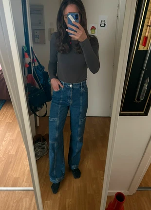 Jeans à jambes larges wide legs poches bleu foncé S 36, brand: Pull & Bear, condition: Very good, size: S / 36 / 8, €11.00, €12.25 includes Buyer Protection