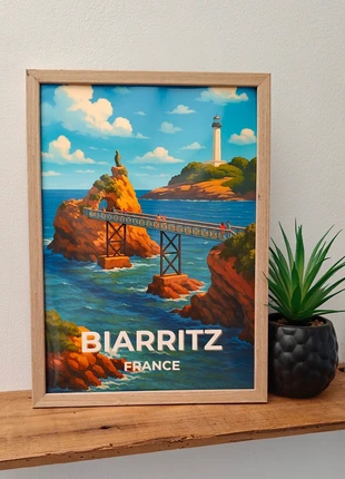 🌊 Affiche Biarritz – poster A4 🇫🇷, brand: AdopteUneAffiche, condition: New with tags, €10.00, €11.20 includes Buyer Protection